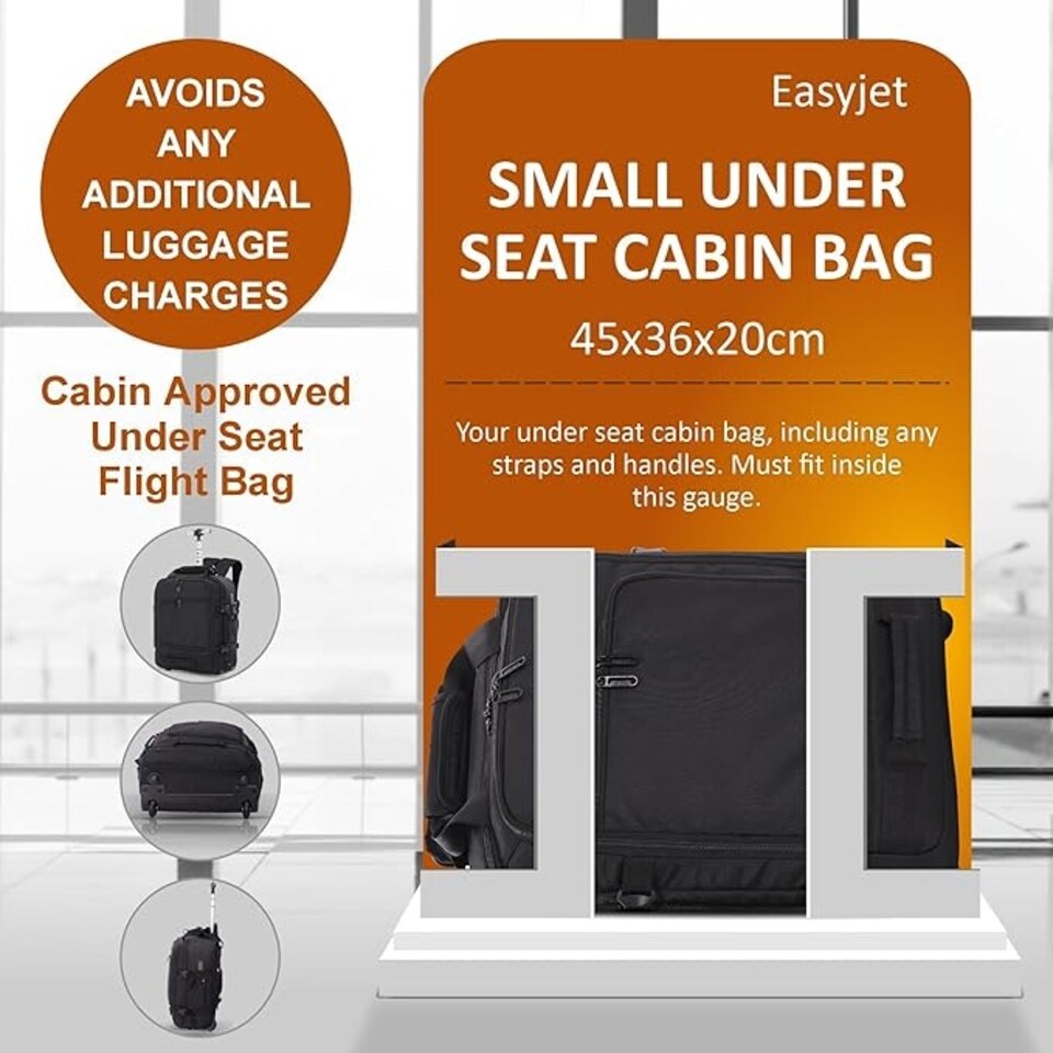 image 1 of Aerolite 45x36x20 Easyjet Maximum Size Backpack Trolley Bag With 2Wheels Cabin Luggage Approved Extendable Handle Travel Holdall Rucksack with10 Year Warranty Black