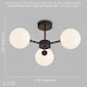 image 6 of Contemporary Chic Matte Black Ceiling Light with Opal White Globe Glass Shades | Black | Black | 1