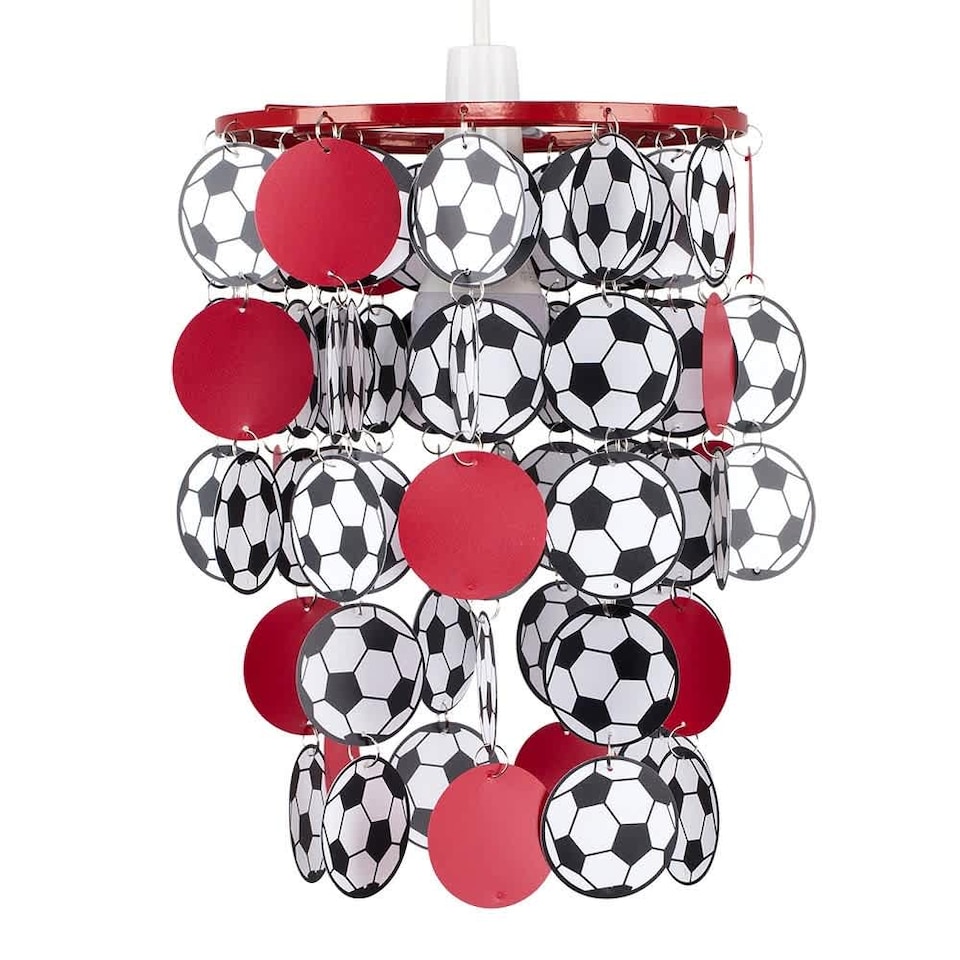 image 1 of ValueLights Children's Red And White Football Pendant Shade & Bulb | Red