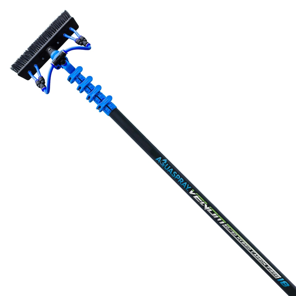 image 1 of Aquaspray® Venom 18ft Hybrid 50/50 Window Cleaning Pole Black