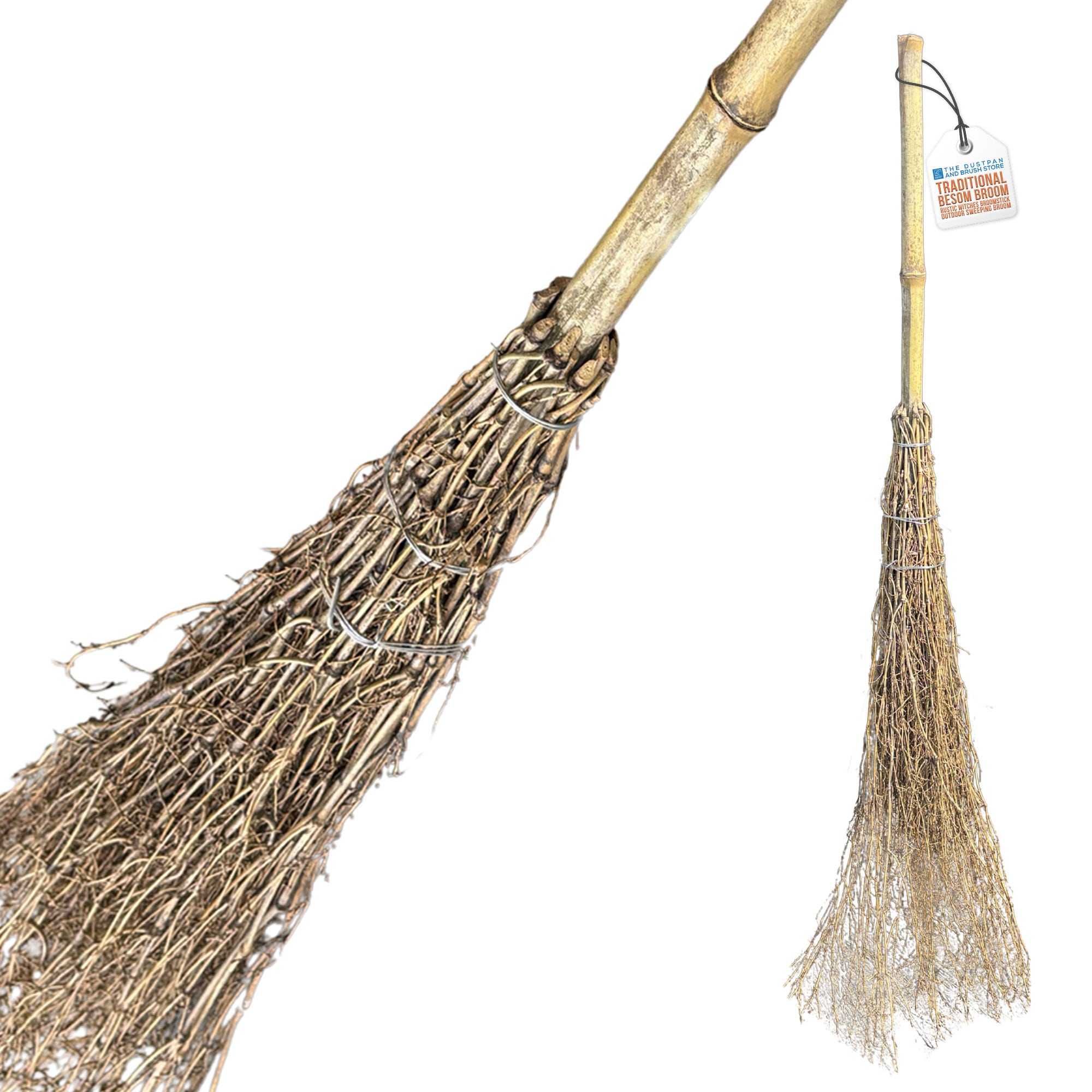Traditional Witches Besom Broom 120cm Outdoor Garden Broom for Paths, Patio, Driveway