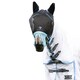 image 2 of Hy Mesh Horse Half Fly Mask With Ears & Fringe - Black/Light Blue - X Full