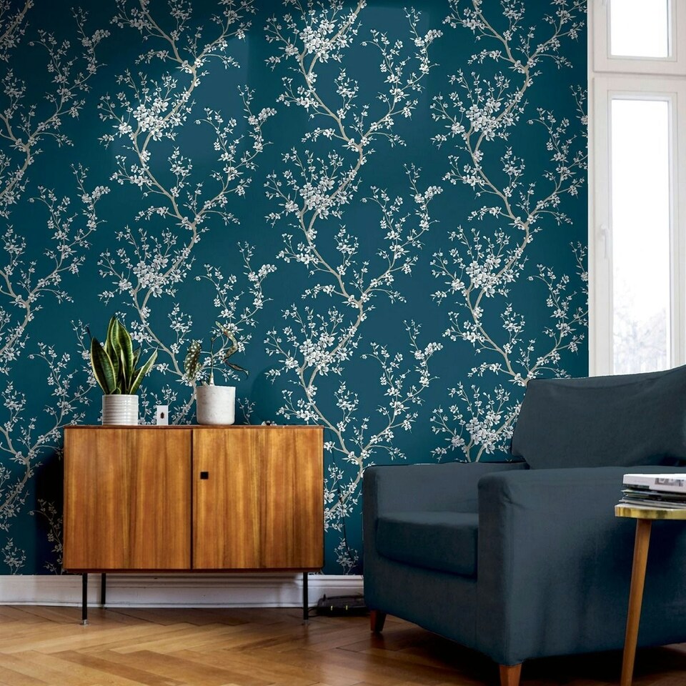 image 1 of Arthouse Oriental Trail Wallpaper - Blue - 10m x 53cm Blue