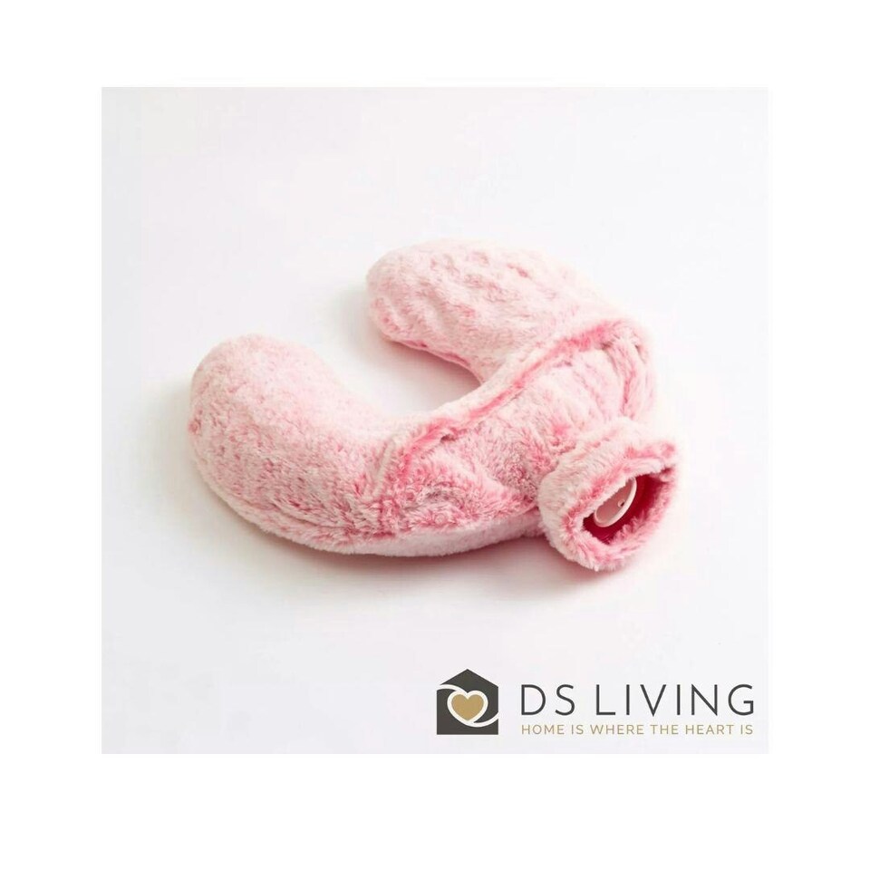 image 1 of Luxury Hot Water Bottle with Faux Fur Cover Medium 1.8L Pink