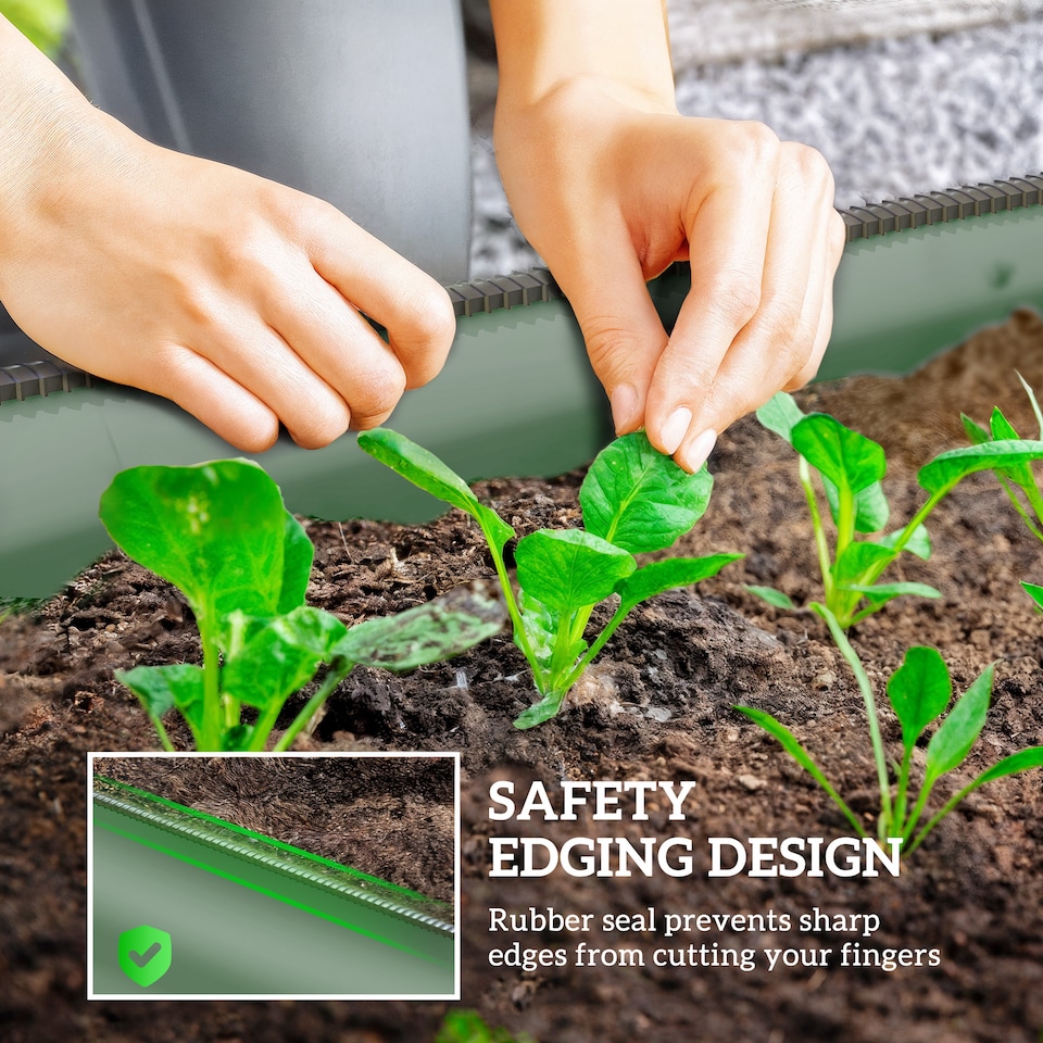 image 1 of Outsunny Galvanised Raised Garden Bed Planter Box with Safety Edging, Dark Grey