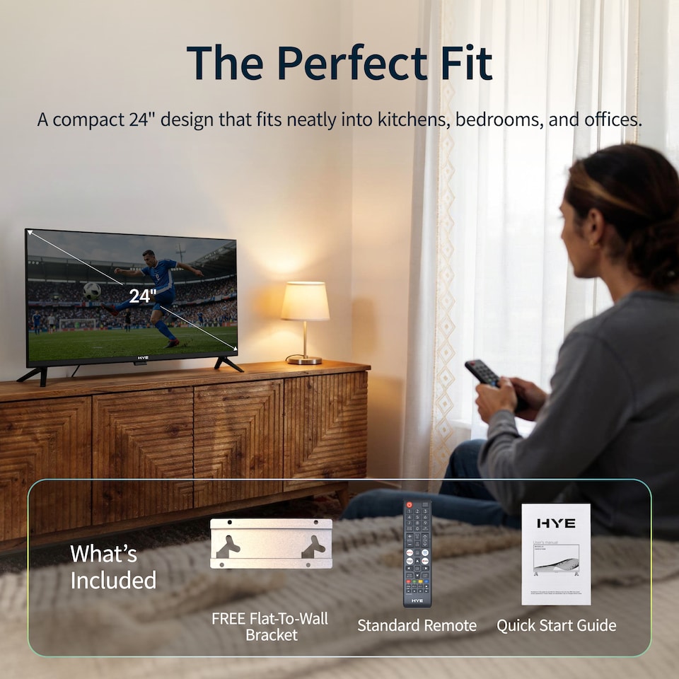 image 1 of HYE 24" Inch HD Ready Tizen OS WiFi Frameless Smart TV - 24HDS1008