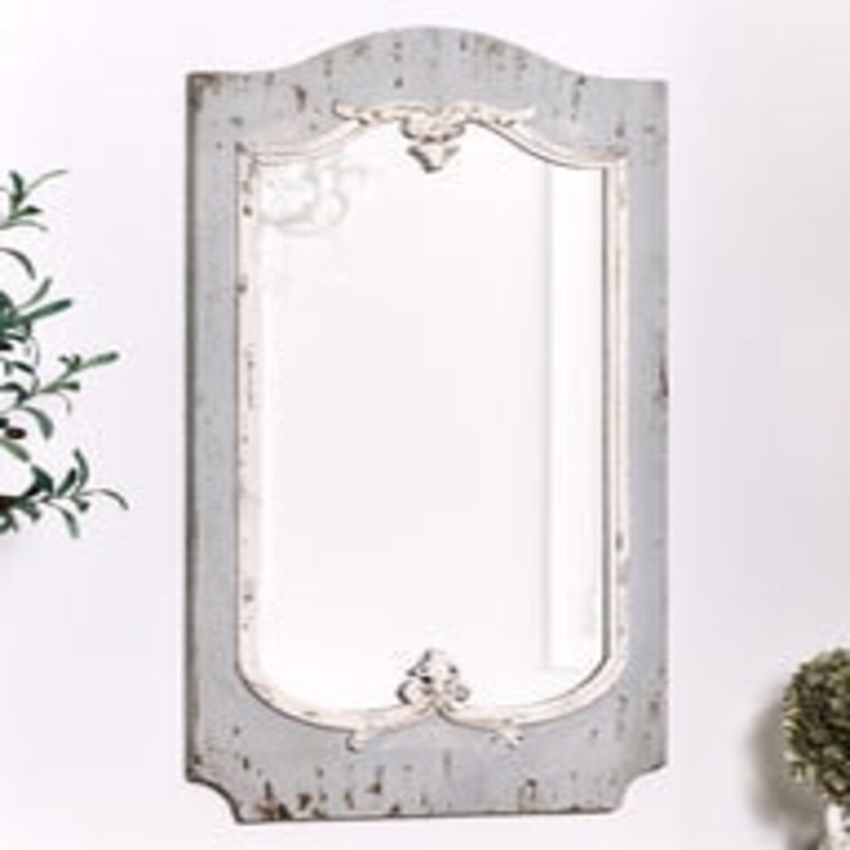 image 1 of Carteret White Wood Wall Mirror Grey