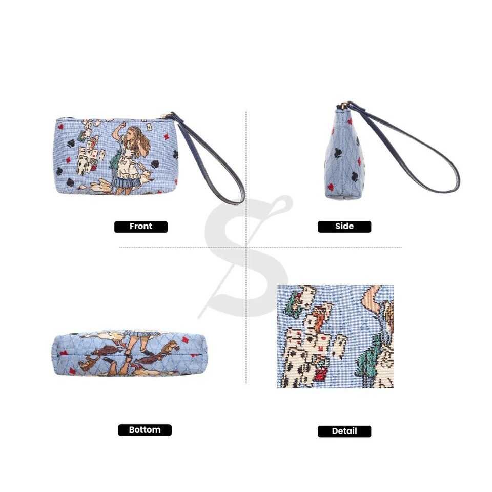 image 1 of Signare Wristlet Bag - Alice in Wonderland Nothing But Cards Blue
