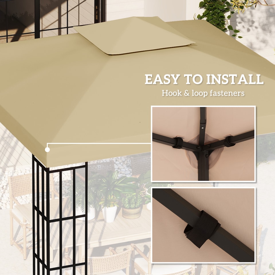 image 1 of Outsunny 3 x 3m Gazebo Canopy Replacement Cover 2Tier Roof Top Spare Part  Beige TOP COVER ONLY