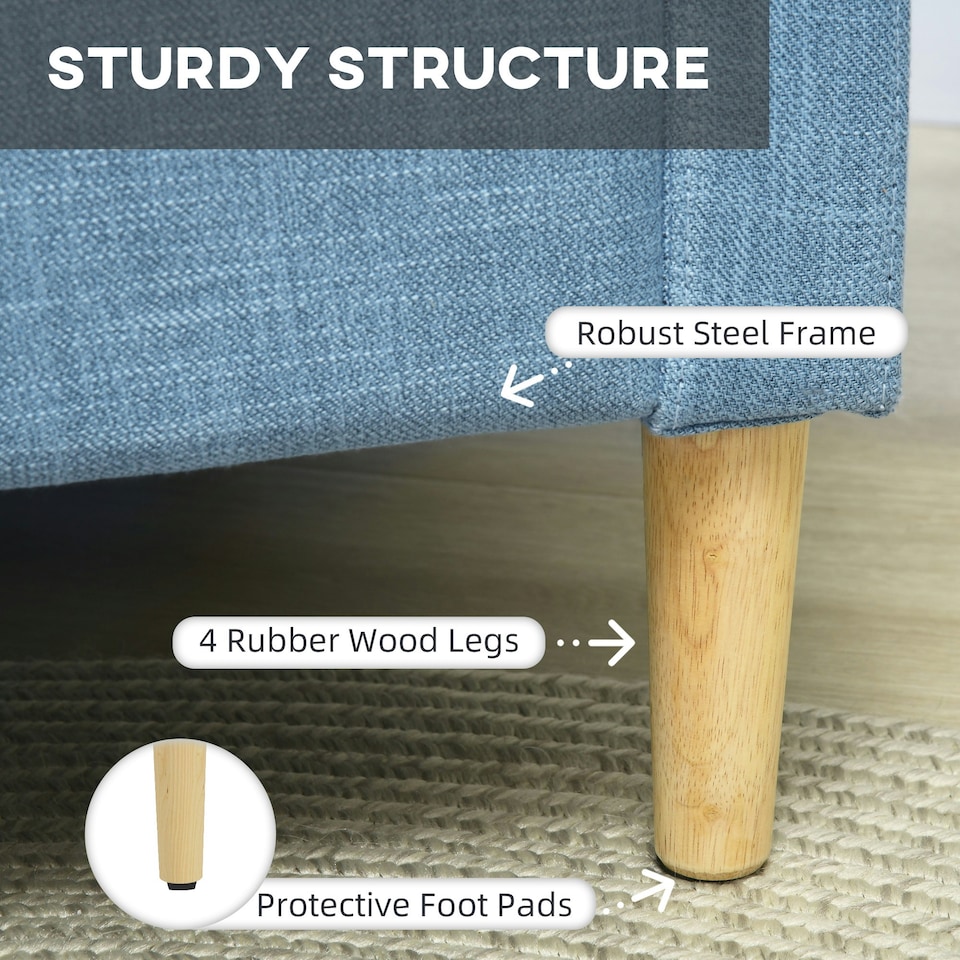 image 1 of HOMCOM Modern Armchair Upholstered Accent Chair for Bedroom Home Office Blue