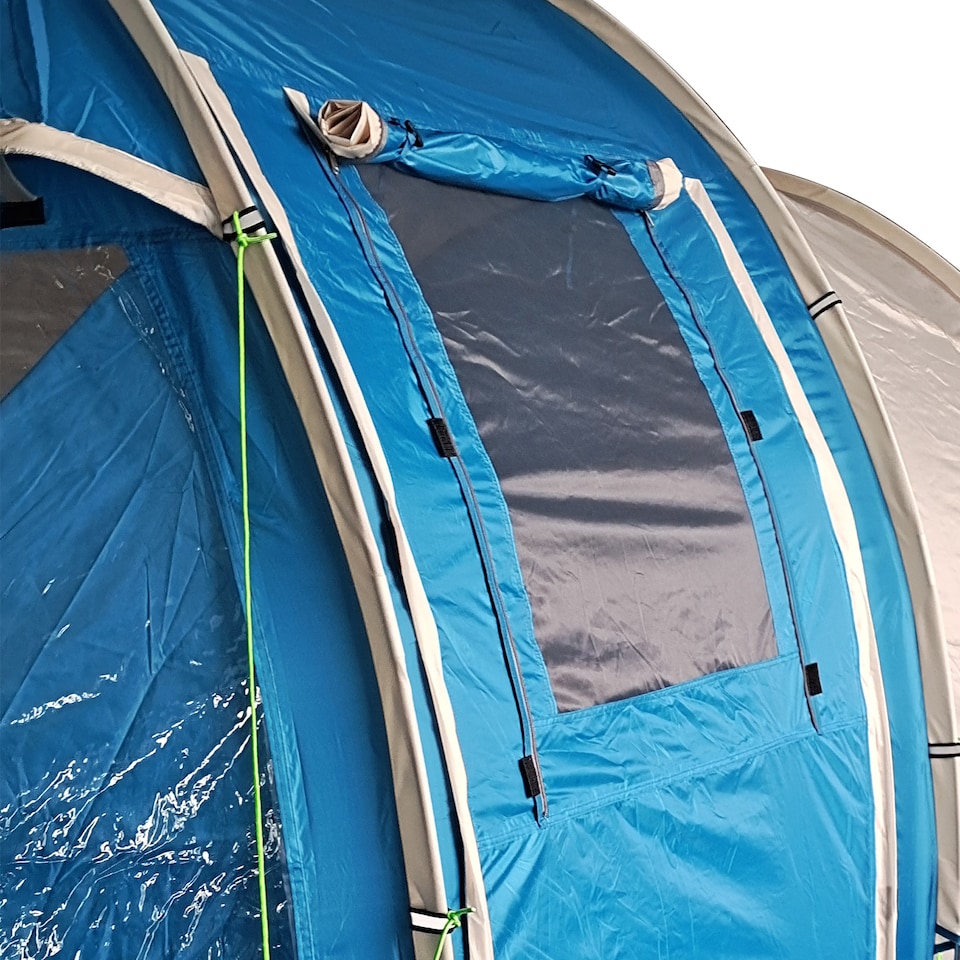 image 1 of Outsunny 3-4 Persons Tunnel Tent, Two Room Camping Tent with Windows, Black