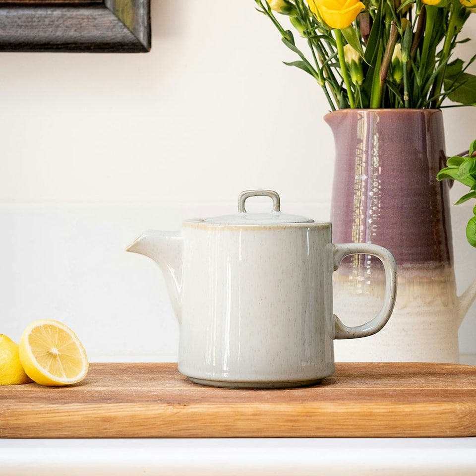 image 1 of Scandi Home 1L Oslo Cream Teapot with Stainless Steel Infuser