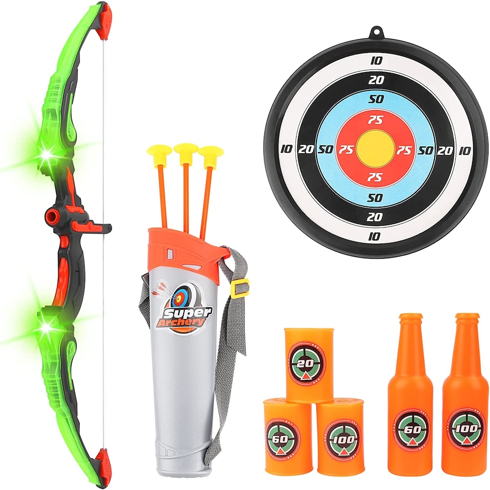 image 1 of LED Light-Up Archery Set for Kids – Indoor & Outdoor Bow and Arrow Toy with Suction Arrows Archery Training Toy for Boys & Girls