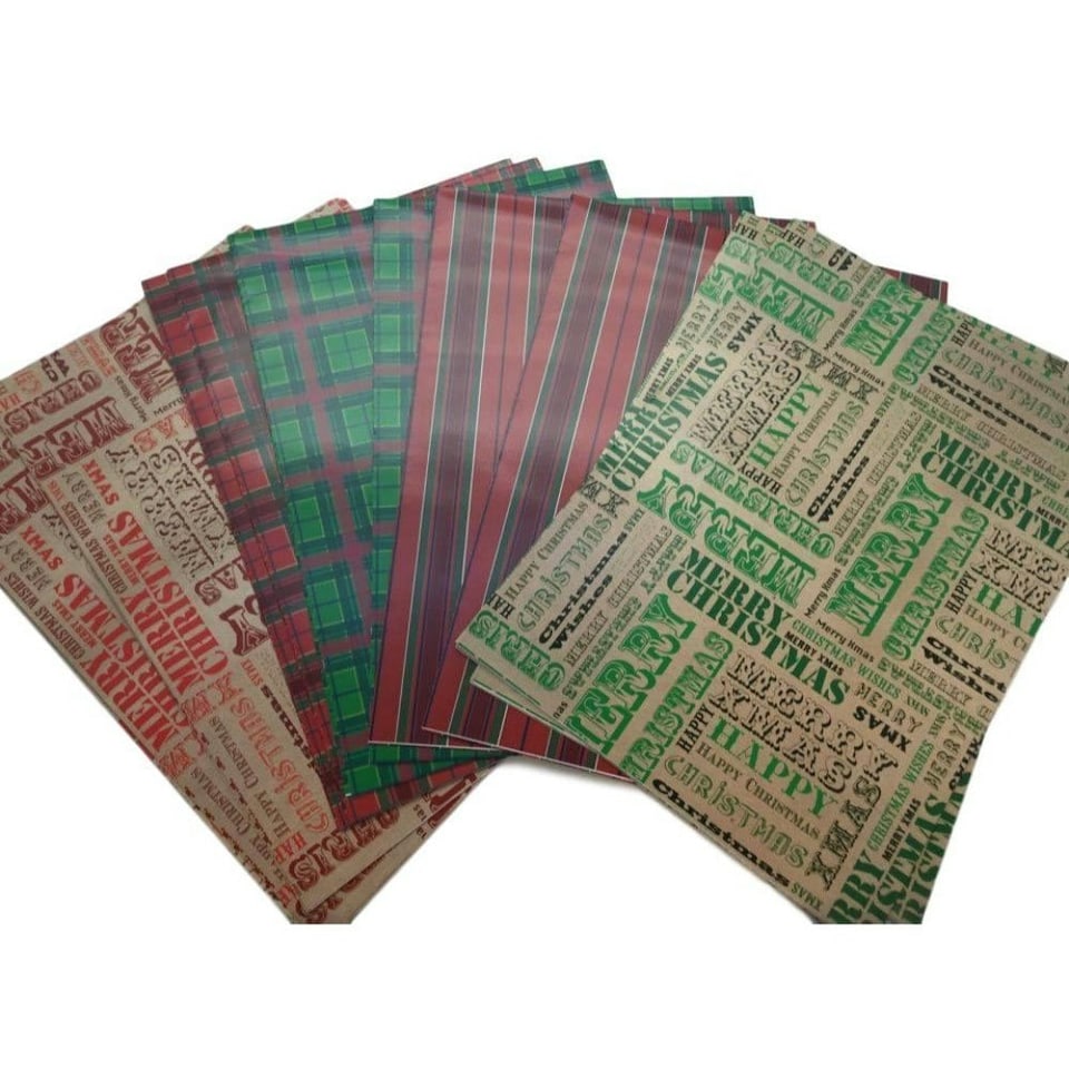 image 1 of 10 Sheet of Mix Designer' Soft touch Foiled Christmas Giftwrap