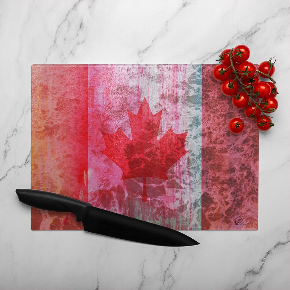 image 1 of Canada Flag Glass Chopping Board | Multi