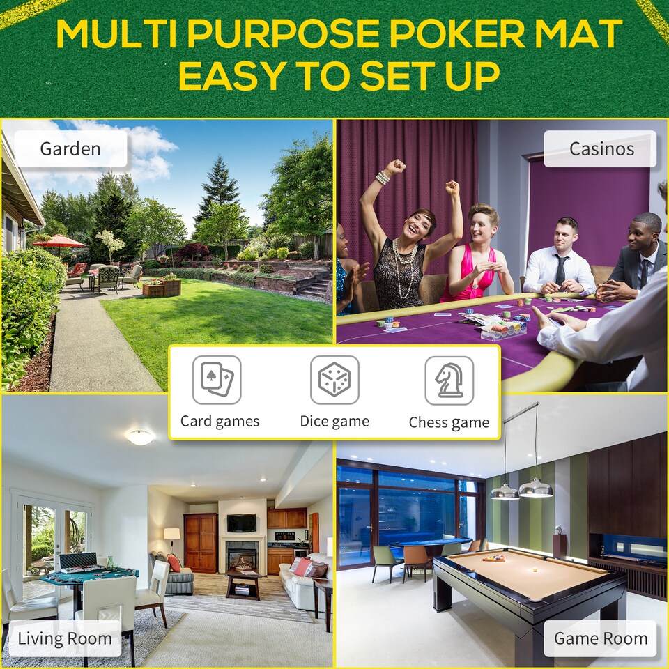 image 1 of SPORTNOW Foldable Poker Mat, 10-Player Table Top with Cup Holders, Carry Bag
