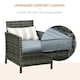 image 5 of Outsunny 3 PC Outdoor Rattan Sofa Set w/ Chairs Coffee Table Cushion Grey