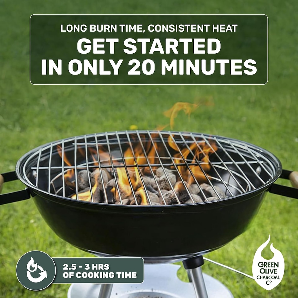 image 1 of Green Olive Firewood - 1 x 4kg Bag - Long Burn BBQ Charcoal Briquettes, Use for Charcoal Barbecues and Smokers. Natural, Quick Lighting and Long Burn Time | Black | 1