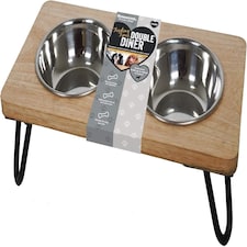 Rosewood Raised Wood Dog Bowl for Small and Medium Dogs - Medium
