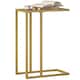 image 1 of HOMCOM C-Shaped Side Table, Modern Slim End Table with Tempered Glass Tabletop, Steel Frame for Small Space, Living Room, Bedroom, Gold Tone | Gold