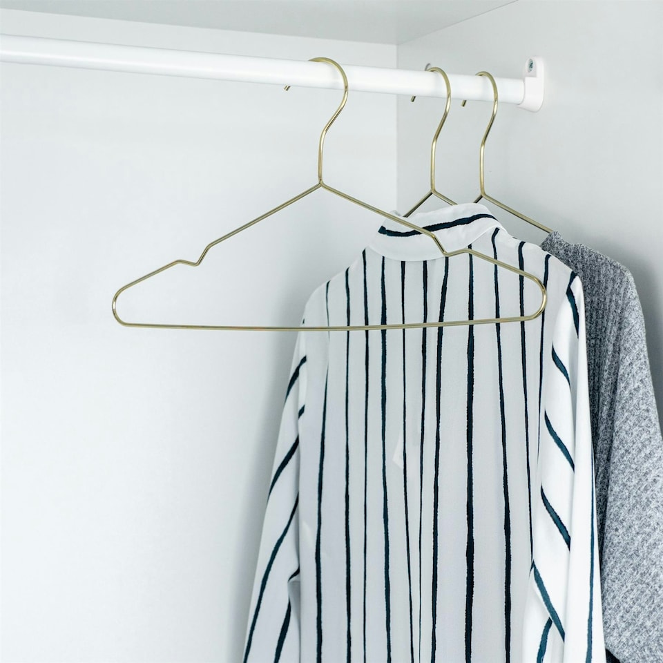 image 1 of Harbour Housewares Metal Clothes Hangers - Gold - Pack of 10