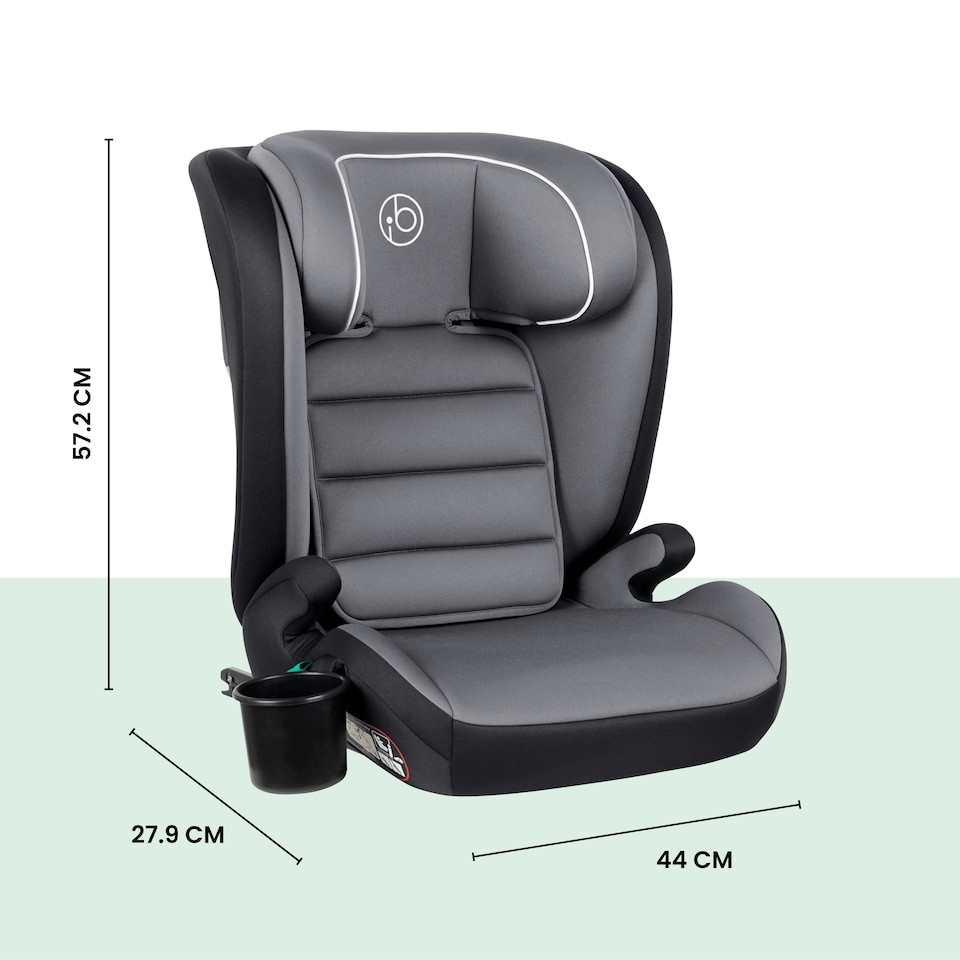 image 1 of Oracle i-Size ISOFIX Booster Seat for Car, 100-150cm (Group 2/3, Approx. 4-12 Years), Convertible High Back to Backless, Enhanced Safety & Comfort (Dark Grey)