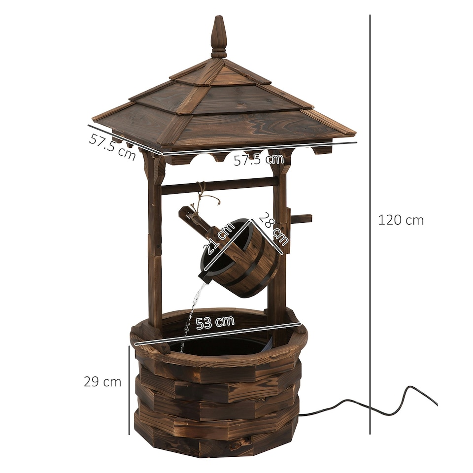 image 1 of Outsunny Wishing Well Fountain with Barrel and Pump for Garden