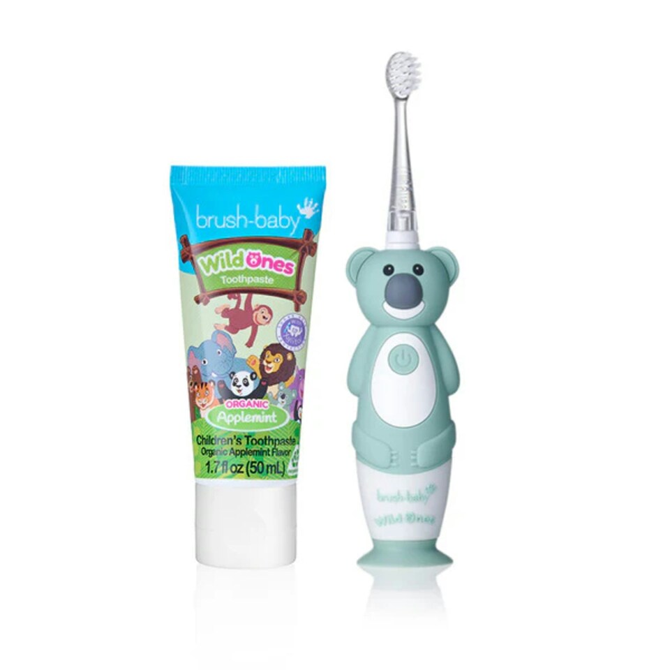 image 1 of Brush Baby WildOnes™ Koala Kids Electric Rechargeable Toothbrush & Applemint Toothpaste