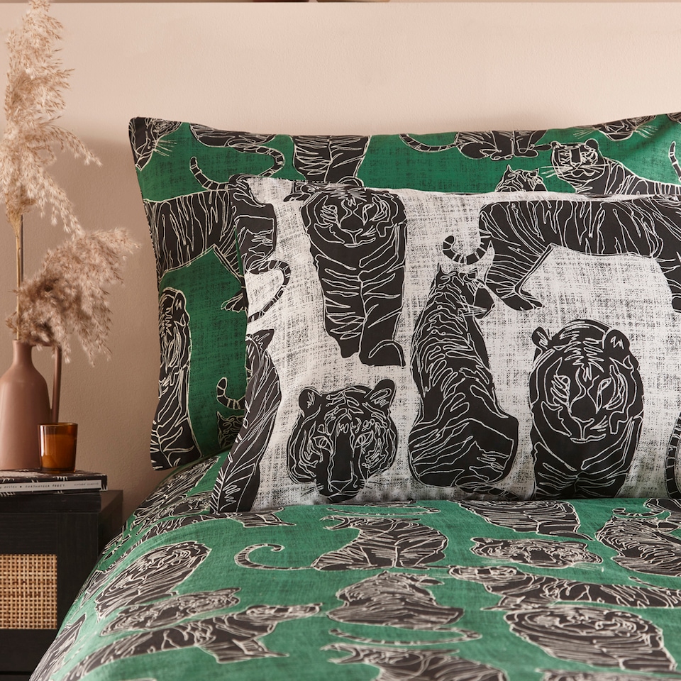 image 1 of Furn Wildcat Reversible Duvet Cover Set | Green | Jungle Green | King | 1