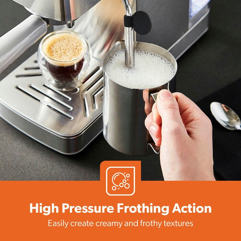 image 1 of GEEPAS Espresso & Cappuccino Coffee Machine with Milk Frother - Silver