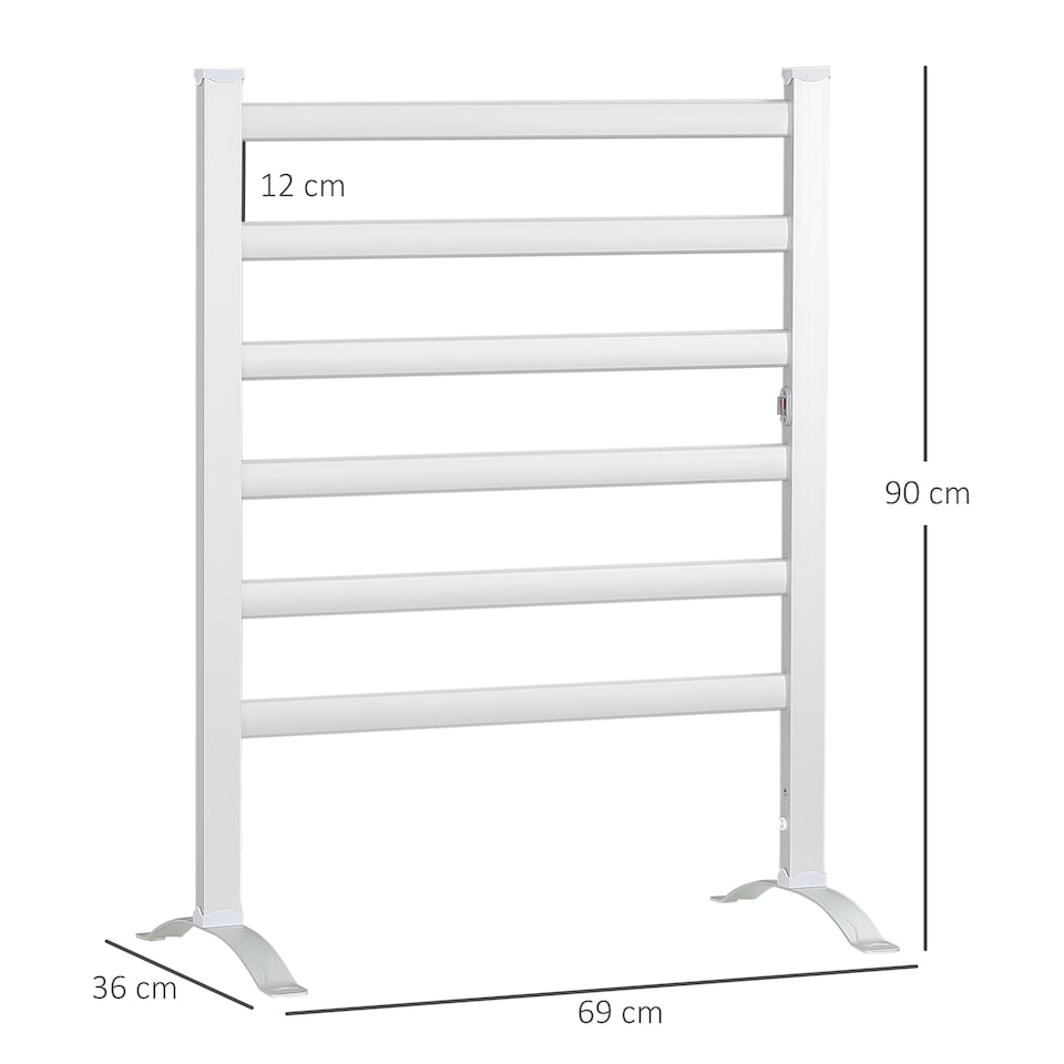 image 1 of HOMCOM Electric Towel Warmer, 6 Bar Aluminum Heated Towel Rail, Wall Mounted & Free Standing Towel Drying Rack for Bathroom, Plug-in, Silver