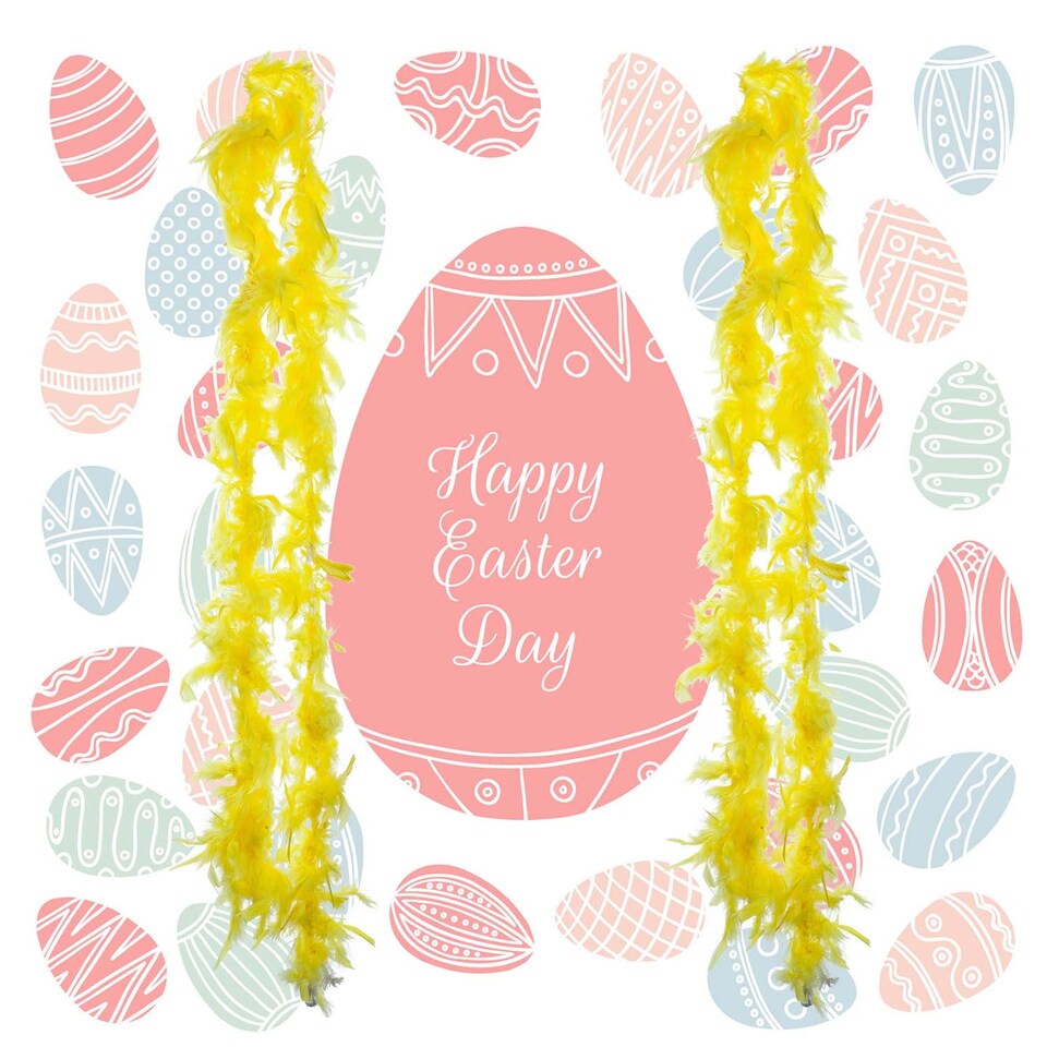 image 1 of PMS Easter Feather Boa Fancy Dress 150cm x 8cm Yellow - Pack of 2