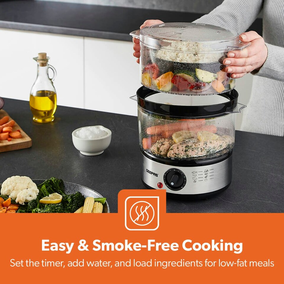 image 1 of GEEPAS 3-Tier Food Steamer, 7.2L