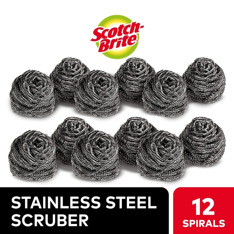 image 1 of Scotch-Brite Stainless Steel Scrubber Pack of 12 | Silver | 12