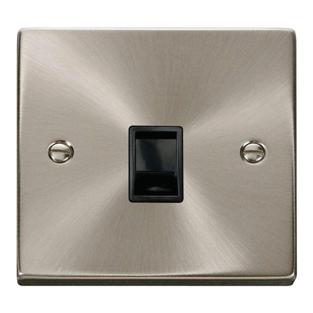 SE Home Satin / Brushed Chrome Rj11 Socket in Metallic Silver