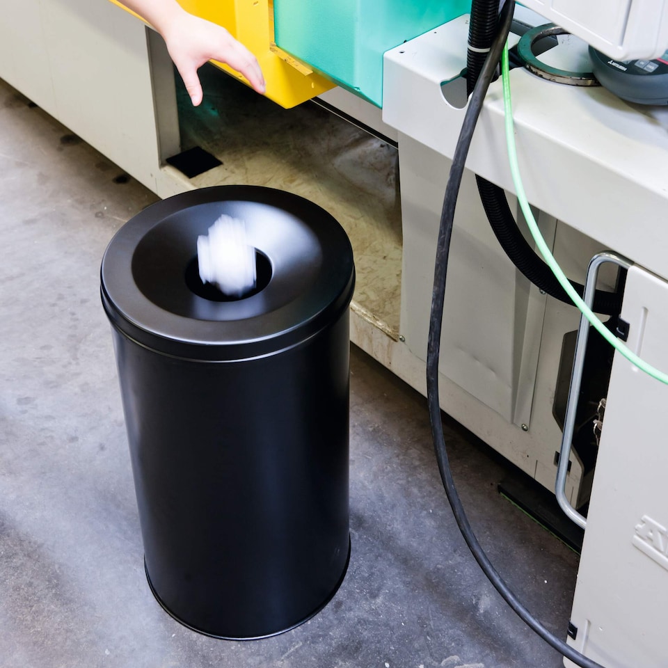 image 1 of Durable Fire Extinguishing Metal Waste Bin | TUV Certified | 60L | Grey