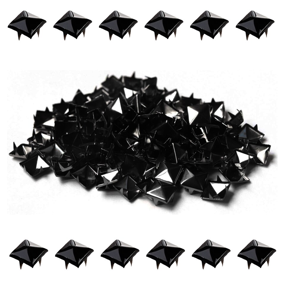 image 1 of 12mm Pyramid Shaped Nail Head Studs Square Metal Leather Rivets - 50pcs