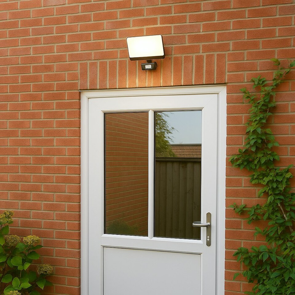 image 1 of CGC PARRY 15W LED PIR Motion Sensor Floodlight Black Body with Full Front White Opal Diffuser 1300lm 4000k Black