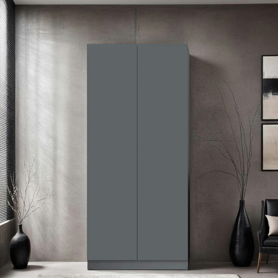 image 1 of FWStyle Stora 2 Door Wardrobe - Matt Dark Grey Grey