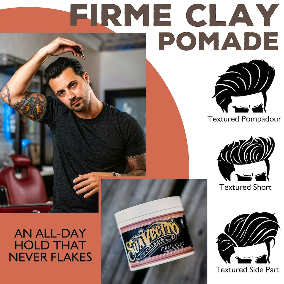 image 1 of Suavecito Firm Clay Pomade: Strong Hold, Matte Finish, 4oz
