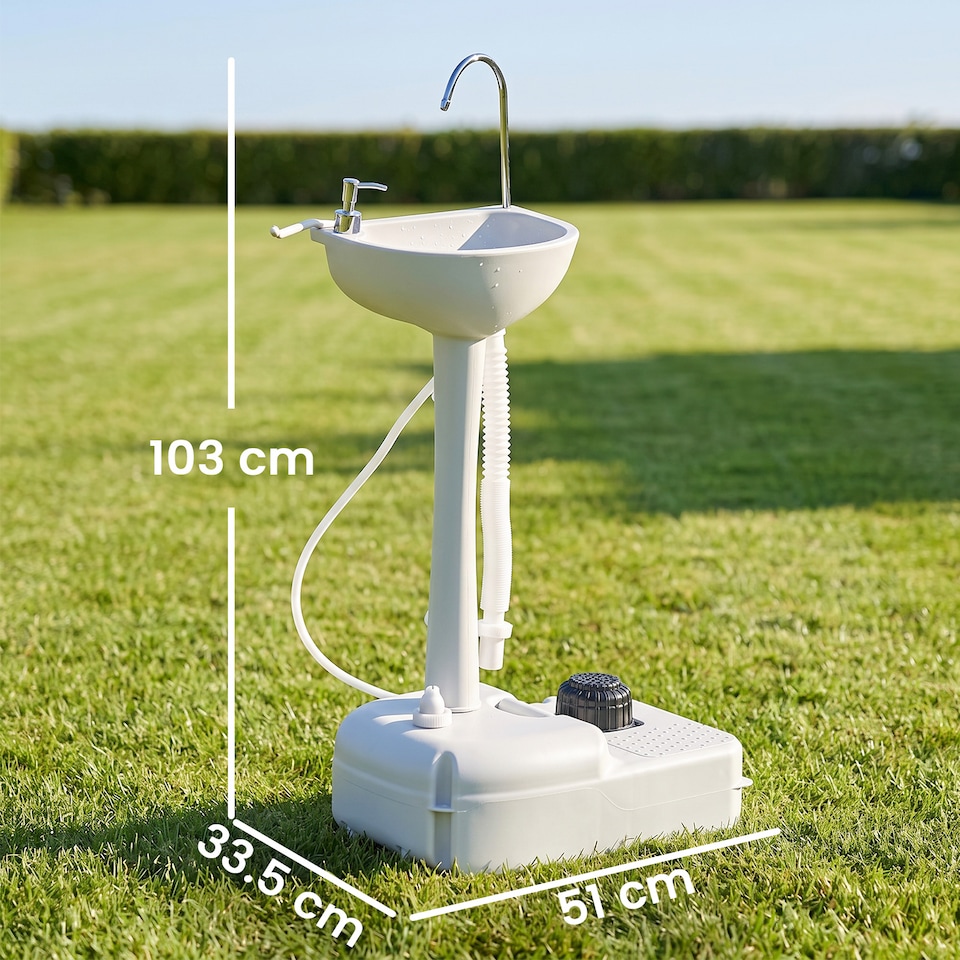 image 1 of Outsunny Portable Camping Sink with Towel Holder & Soap Dispenser Hand Wash