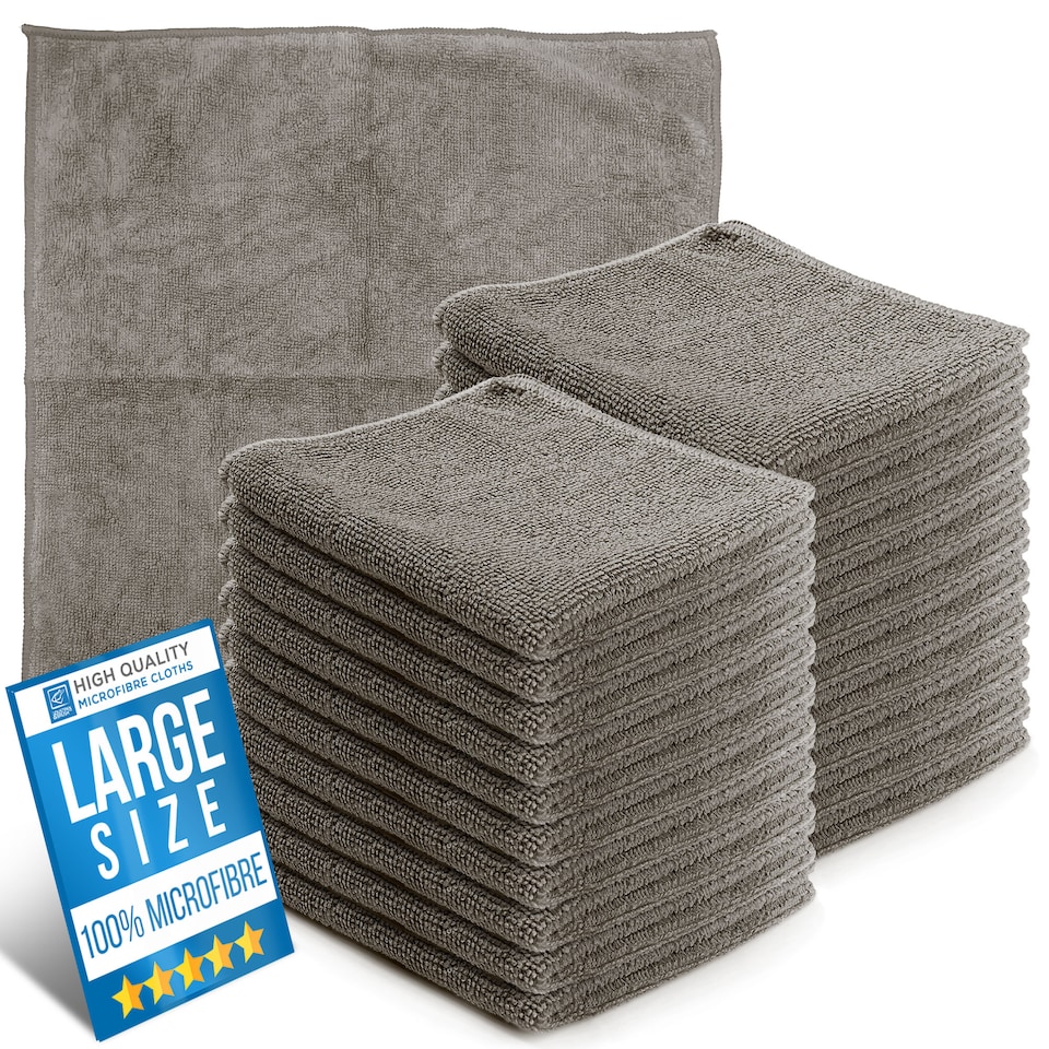 image 1 of Microfibre Cleaning Cloth 40x40cm Super Absorbent Lint Free Microfiber Cloths Cleaning for Home, Kitchen, Mirrors, Car - Pack of 20