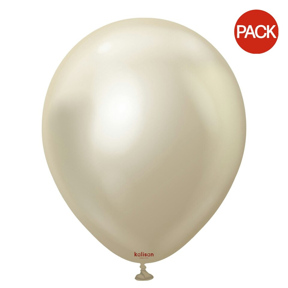 Kalisan Latex Balloons (Pack of 50) - White Gold - One Size