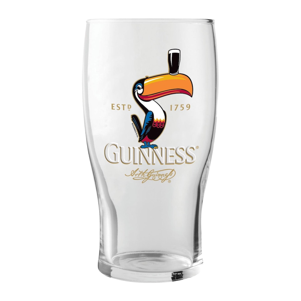 image 1 of Guinness Toucan Pint Glass - Large Reusable Glass Craft Beer Drinking Tulip Lager Ale Pub Kitchen Tumbler Cups Set