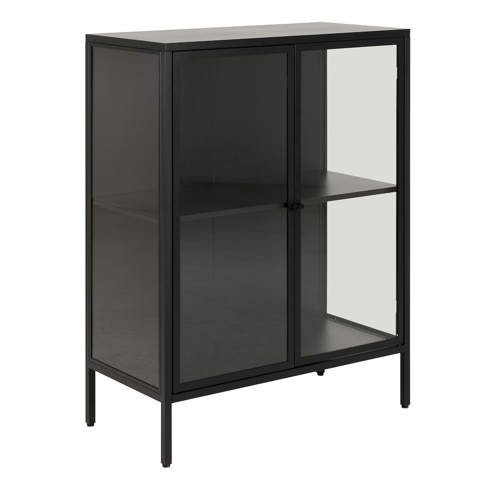 image 1 of Newcastle Low 2 Door Display Cabinet in Matt Black