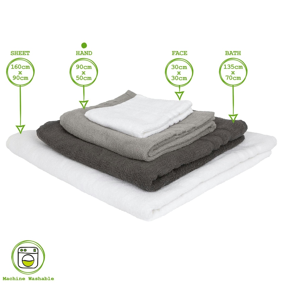 image 1 of Nicola Spring Cotton Hand Towels - 90cm x 50cm - Grey - Pack of 2