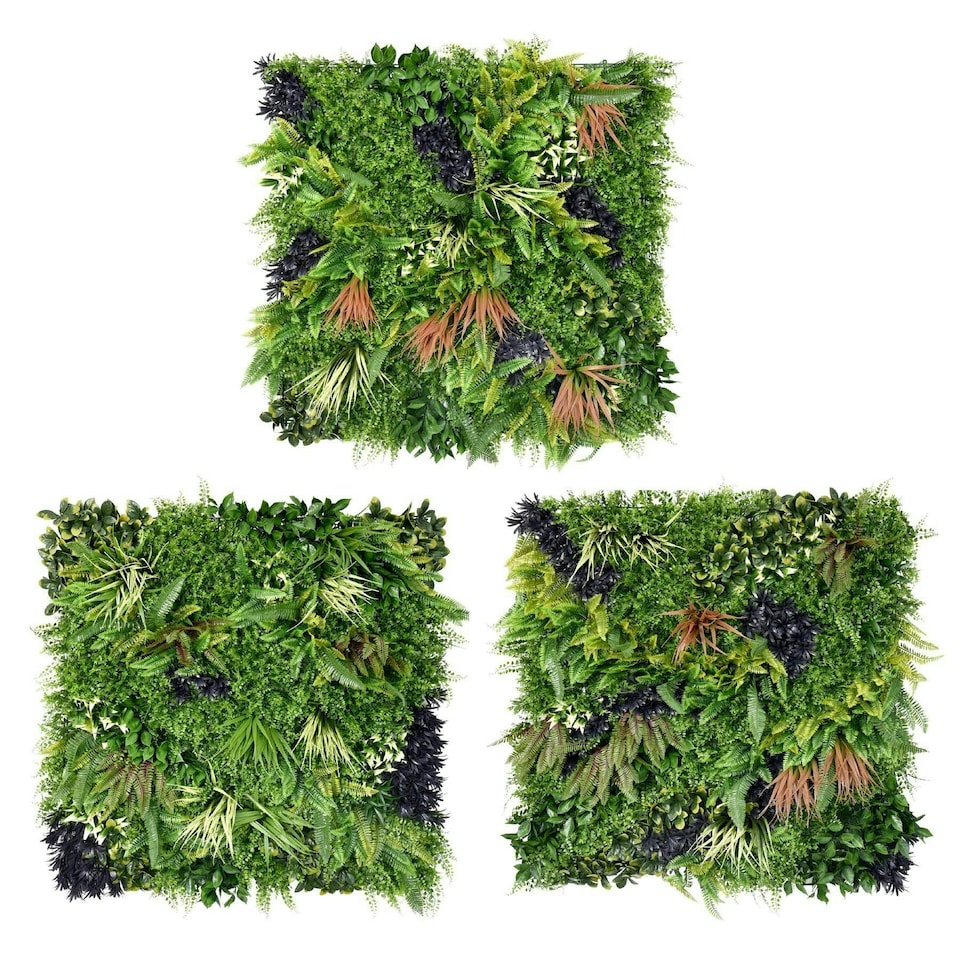 image 1 of True Products Combo Set of 3 Premium Artificial Living Wall Green Plant Panels 1m x 1m Charm A B C