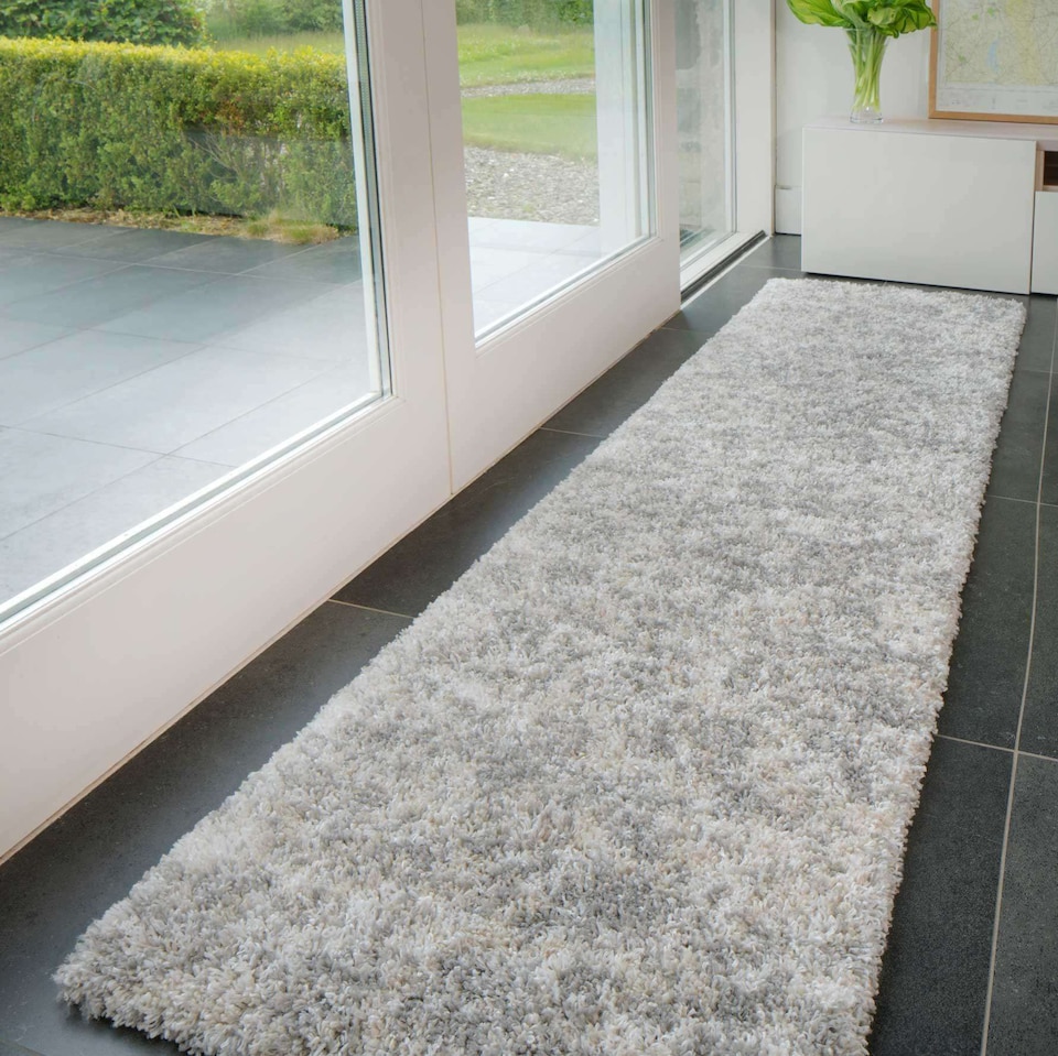 image 1 of KUKOON Soft Mottled Silver Shaggy Rug – Thick High Pile Luxury Area Carpet for Living Room & Bedroom 160cm x 230cm