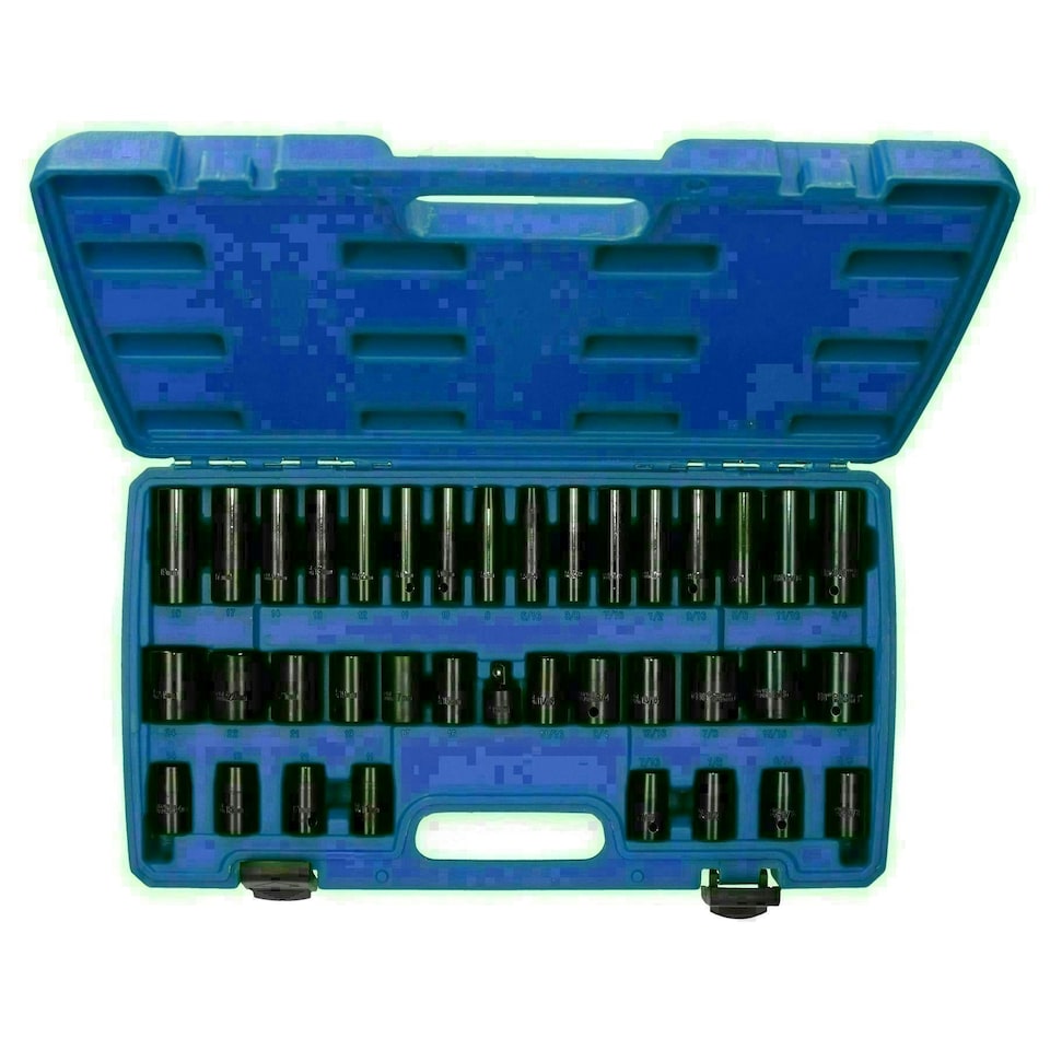 image 1 of Metric and Imperial Shallow and Deep Impact Sockets 3/8" and 1/2" Drive 37pc