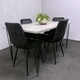 image 4 of Grey Dining Table with Hairpin Legs & 4 Black Velvet Chairs Set for Kitchen & Dining Room Grey